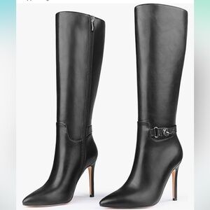 MERUMOTE Stiletto Knee High Boots Women Sexy Pointed Toe Zipper High Heels Boots